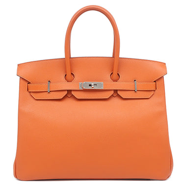 エルメス HERMES バーキン35 オレンジ ヴォーエプソン ハンドバッグ シルバー金具 オレンジ