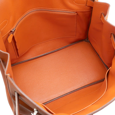 エルメス HERMES バーキン35 オレンジ ヴォーエプソン ハンドバッグ シルバー金具 オレンジ