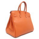 エルメス HERMES バーキン35 オレンジ ヴォーエプソン ハンドバッグ シルバー金具 オレンジ