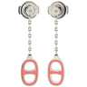エルメス HERMES イリアード シェーヌダンクル ピンクXシルバー メタル エナメル ピアス ドロップ スイング