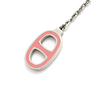 エルメス HERMES イリアード シェーヌダンクル ピンクXシルバー メタル エナメル ピアス ドロップ スイング