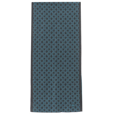 エルメス HERMES チェーン柄 グレー×ブルー カシミヤ シルク マフラー 青 バイカラー