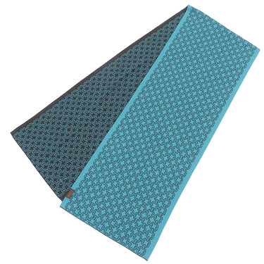 エルメス HERMES チェーン柄 グレー×ブルー カシミヤ シルク マフラー 青 バイカラー