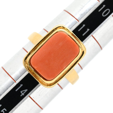 TASAKI TASAKI 珊瑚 リング イエローゴールド K18YG 珊瑚 リング 指輪 赤 サンゴ スクエア 12.5号