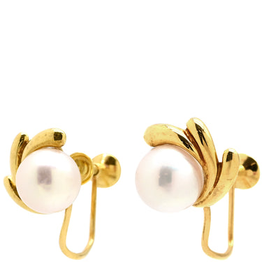 ミキモト MIKIMOTO パールホワイト×イエローゴールド K18YG パール イヤリング Au750 18K 18金 イエローゴールド あこや パール 真珠