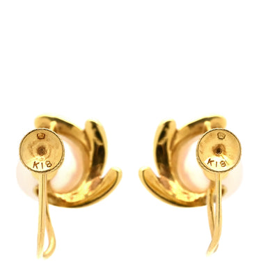 ミキモト MIKIMOTO パールホワイト×イエローゴールド K18YG パール イヤリング Au750 18K 18金 イエローゴールド あこや パール 真珠
