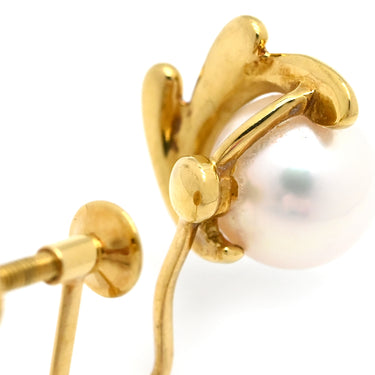 ミキモト MIKIMOTO パールホワイト×イエローゴールド K18YG パール イヤリング Au750 18K 18金 イエローゴールド あこや パール 真珠