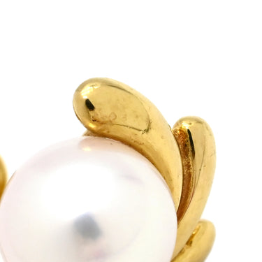 ミキモト MIKIMOTO パールホワイト×イエローゴールド K18YG パール イヤリング Au750 18K 18金 イエローゴールド あこや パール 真珠