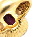 ノンブランド NON BRAND レッドトルマリン ダイヤ リング レッド×イエローゴールド K18YG ダイヤモンド レッドトルマリン リング 指輪 赤 スクエア カメオ 浮き彫り ルベライト パヴェ 10.5号