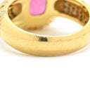 ノンブランド NON BRAND レッドトルマリン ダイヤ リング レッド×イエローゴールド K18YG ダイヤモンド レッドトルマリン リング 指輪 赤 スクエア カメオ 浮き彫り ルベライト パヴェ 10.5号