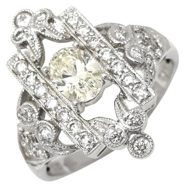 ノンブランド NON BRAND イエローダイヤ 0.56ct ダイヤ デザインリング ホワイトゴールド K18WG ダイヤモンド リング 指輪 18K 750 WG ラウンドブリリアントカット 11号