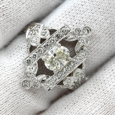 ノンブランド NON BRAND イエローダイヤ 0.56ct ダイヤ デザインリング ホワイトゴールド K18WG ダイヤモンド リング 指輪 18K 750 WG ラウンドブリリアントカット 11号