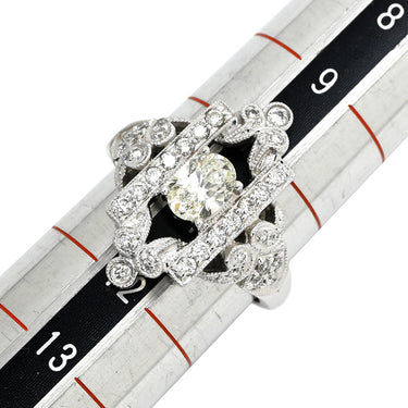 ノンブランド NON BRAND イエローダイヤ 0.56ct ダイヤ デザインリング ホワイトゴールド K18WG ダイヤモンド リング 指輪 18K 750 WG ラウンドブリリアントカット 11号