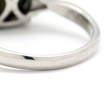 ノンブランド NON BRAND ブラック×プラチナシルバー Pt900 パール ダイヤモンド リング 指輪 プラチナム 1P 1粒 パール 真珠 黒蝶 ダイヤ トリリアントカット 14号