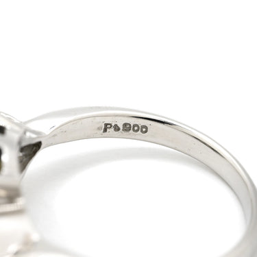 ノンブランド NON BRAND ブラック×プラチナシルバー Pt900 パール ダイヤモンド リング 指輪 プラチナム 1P 1粒 パール 真珠 黒蝶 ダイヤ トリリアントカット 14号