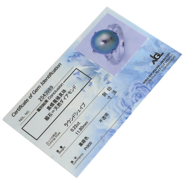 ノンブランド NON BRAND ブラック×プラチナシルバー Pt900 パール ダイヤモンド リング 指輪 プラチナム 1P 1粒 パール 真珠 黒蝶 ダイヤ トリリアントカット 14号