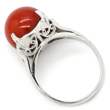 ノンブランド NON BRAND 珊瑚リング プラチナシルバー Pt900 珊瑚 リング 指輪 赤 サンゴ レッド ラウンドシェイプ 12号