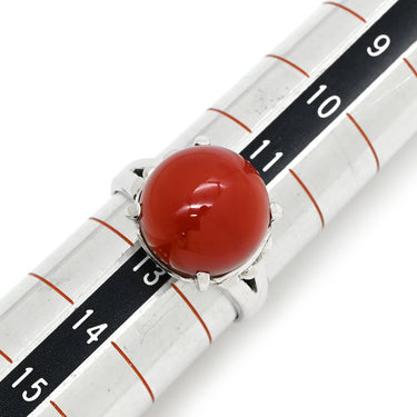 ノンブランド NON BRAND 珊瑚リング プラチナシルバー Pt900 珊瑚 リング 指輪 赤 サンゴ レッド ラウンドシェイプ 12号