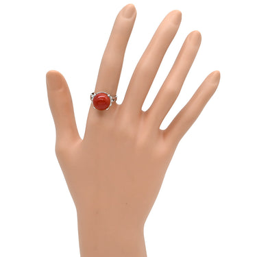 ノンブランド NON BRAND 珊瑚リング プラチナシルバー Pt900 珊瑚 リング 指輪 赤 サンゴ レッド ラウンドシェイプ 12号