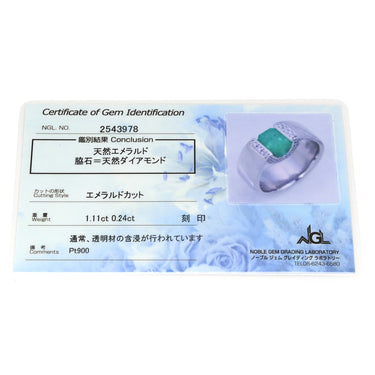 ノンブランド NON BRAND エメラルド ダイヤモンド リング プラチナシルバー Pt900 エメラルド ダイヤモンド リング 指輪 グリーン 緑 スクエア プラチナム 11.5号