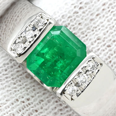 ノンブランド NON BRAND エメラルド ダイヤモンド リング プラチナシルバー Pt900 エメラルド ダイヤモンド リング 指輪 グリーン 緑 スクエア プラチナム 11.5号