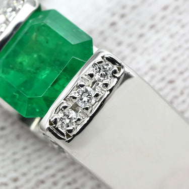 ノンブランド NON BRAND エメラルド ダイヤモンド リング プラチナシルバー Pt900 エメラルド ダイヤモンド リング 指輪 グリーン 緑 スクエア プラチナム 11.5号