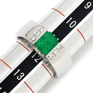 ノンブランド NON BRAND エメラルド ダイヤモンド リング プラチナシルバー Pt900 エメラルド ダイヤモンド リング 指輪 グリーン 緑 スクエア プラチナム 11.5号