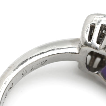 ノンブランド NON BRAND ラベンダー翡翠 ダイヤ リング ライトパープル×プラチナシルバー Pt900 ラベンダー翡翠 ダイヤモンド リング 指輪 プラチナム ラベンダージェダイト 紫 オーバルカボション バゲットカット 9号