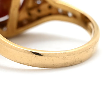 ノンブランド NON BRAND 珊瑚 ダイヤリング イエローゴールド K18YG 珊瑚 ダイヤモンド リング 指輪 サンゴ 赤 8.5号