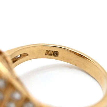 ノンブランド NON BRAND 珊瑚 ダイヤリング イエローゴールド K18YG 珊瑚 ダイヤモンド リング 指輪 サンゴ 赤 8.5号