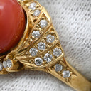 ノンブランド NON BRAND 珊瑚 ダイヤリング イエローゴールド K18YG 珊瑚 ダイヤモンド リング 指輪 サンゴ 赤 8.5号