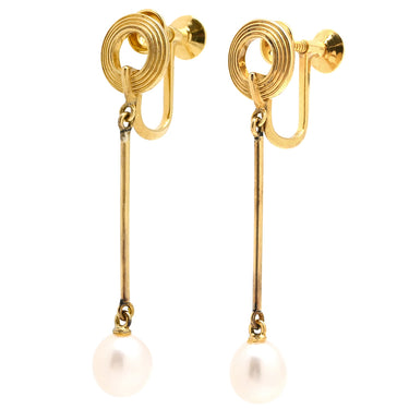 ミキモト MIKIMOTO パールホワイト×イエローゴールド K18YG パール イヤリング Au750 18K 18金 イエローゴールド あこや パール 真珠