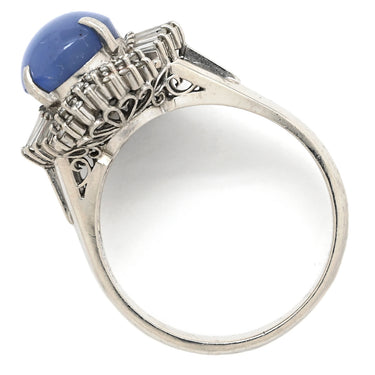 ノンブランド NON BRAND スターサファイア ダイヤリング プラチナシルバー Pt900 サファイア ダイヤモンド リング 指輪 青 17号