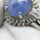 ノンブランド NON BRAND スターサファイア ダイヤリング プラチナシルバー Pt900 サファイア ダイヤモンド リング 指輪 青 17号