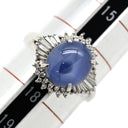 ノンブランド NON BRAND スターサファイア ダイヤリング プラチナシルバー Pt900 サファイア ダイヤモンド リング 指輪 青 17号