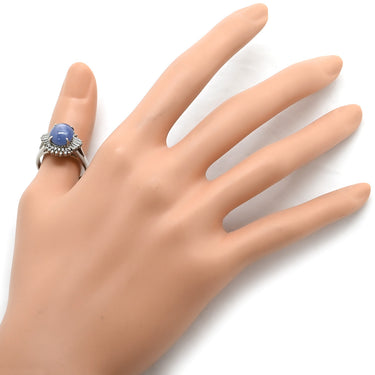 ノンブランド NON BRAND スターサファイア ダイヤリング プラチナシルバー Pt900 サファイア ダイヤモンド リング 指輪 青 17号
