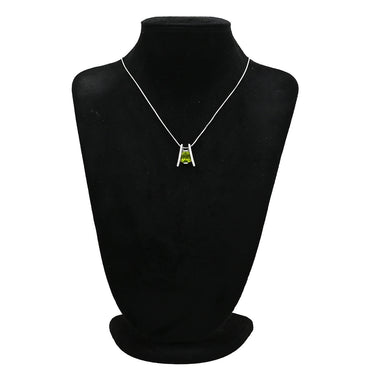 ノンブランド NON BRAND ダイヤ ペンダント プラチナシルバー Pt900 ダイヤモンド ペリドット ネックレス プラチナム ペリドット 緑 グリーン パヴェダイヤ A字型 大粒 スネークチェーン