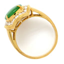 ノンブランド NON BRAND ヒスイ ダイヤリング イエローゴールド K18YG ヒスイ ダイヤモンド リング 指輪 翡翠 グリーン 緑 カボションカット 13.5号