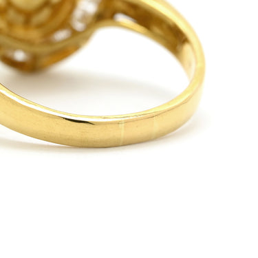 ノンブランド NON BRAND ヒスイ ダイヤリング イエローゴールド K18YG ヒスイ ダイヤモンド リング 指輪 翡翠 グリーン 緑 カボションカット 13.5号