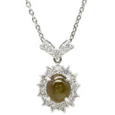 ノンブランド NON BRAND クリソベリル キャッツアイ ペンダント プラチナシルバー Pt900 クリソベリルキャッツアイ ダイヤモンド Pt850(チェーン) ネックレス パヴェダイヤ クリソベリルキャッツアイ プラチナム Pt850