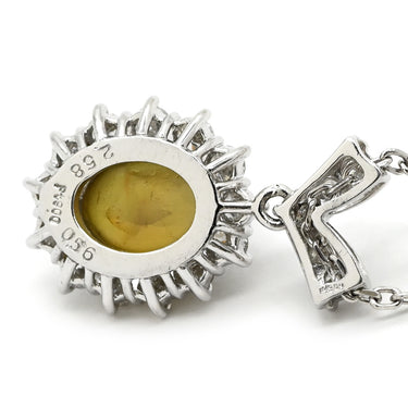 ノンブランド NON BRAND クリソベリル キャッツアイ ペンダント プラチナシルバー Pt900 クリソベリルキャッツアイ ダイヤモンド Pt850(チェーン) ネックレス パヴェダイヤ クリソベリルキャッツアイ プラチナム Pt850