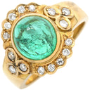 ノンブランド NON BRAND エメラルド ダイヤモンド リング イエローゴールド K18YG エメラルド ダイヤモンド リング 指輪 グリーン 緑 11.5号