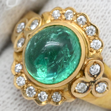 ノンブランド NON BRAND エメラルド ダイヤモンド リング イエローゴールド K18YG エメラルド ダイヤモンド リング 指輪 グリーン 緑 11.5号