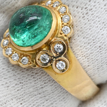 ノンブランド NON BRAND エメラルド ダイヤモンド リング イエローゴールド K18YG エメラルド ダイヤモンド リング 指輪 グリーン 緑 11.5号