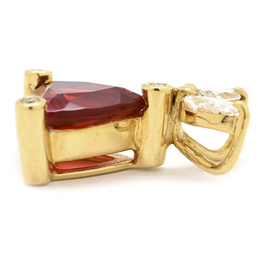 ノンブランド NON BRAND ファイアオパール ダイヤ レッド×イエローゴールド K18YG ダイヤモンド ファイアオパール ペンダントトップ 赤 ネックレストップ トリリアント マーキス うさぎモチーフ