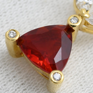 ノンブランド NON BRAND ファイアオパール ダイヤ レッド×イエローゴールド K18YG ダイヤモンド ファイアオパール ペンダントトップ 赤 ネックレストップ トリリアント マーキス うさぎモチーフ