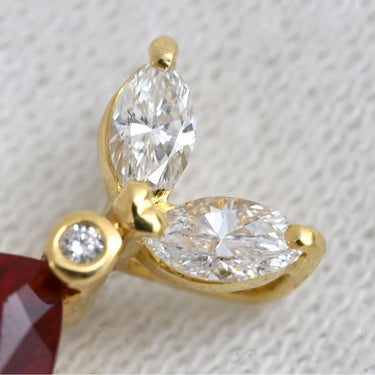 ノンブランド NON BRAND ファイアオパール ダイヤ レッド×イエローゴールド K18YG ダイヤモンド ファイアオパール ペンダントトップ 赤 ネックレストップ トリリアント マーキス うさぎモチーフ