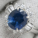 ノンブランド NON BRAND ブルーサファイア ダイヤリング プラチナシルバー Pt900 サファイア ダイヤモンド リング 指輪 青 11号