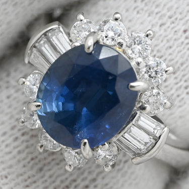 ノンブランド NON BRAND ブルーサファイア ダイヤリング プラチナシルバー Pt900 サファイア ダイヤモンド リング 指輪 青 11号