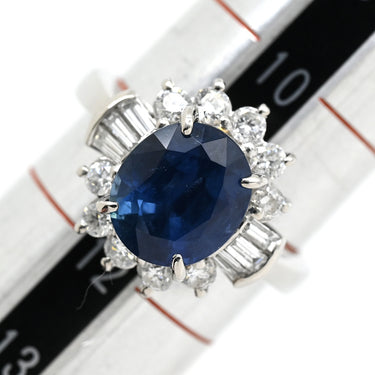 ノンブランド NON BRAND ブルーサファイア ダイヤリング プラチナシルバー Pt900 サファイア ダイヤモンド リング 指輪 青 11号